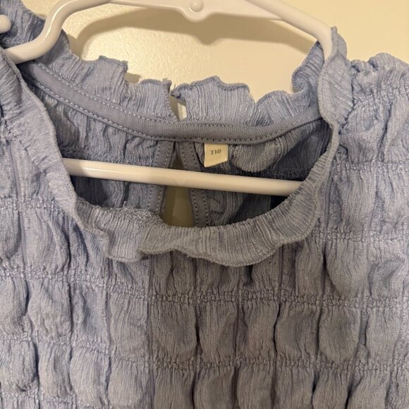 Blue Smocked Ruffle Crop Top - Size 4T - Picture 3 of 4